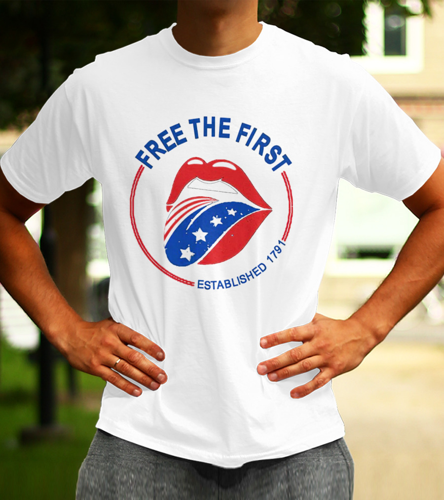 Free The First Red Lips Stars Established 1791 T-Shirt