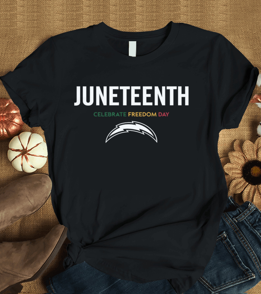 Juneteenth Celebrate Freedom Day Los Angeles Chargers Bolt T-Shirt