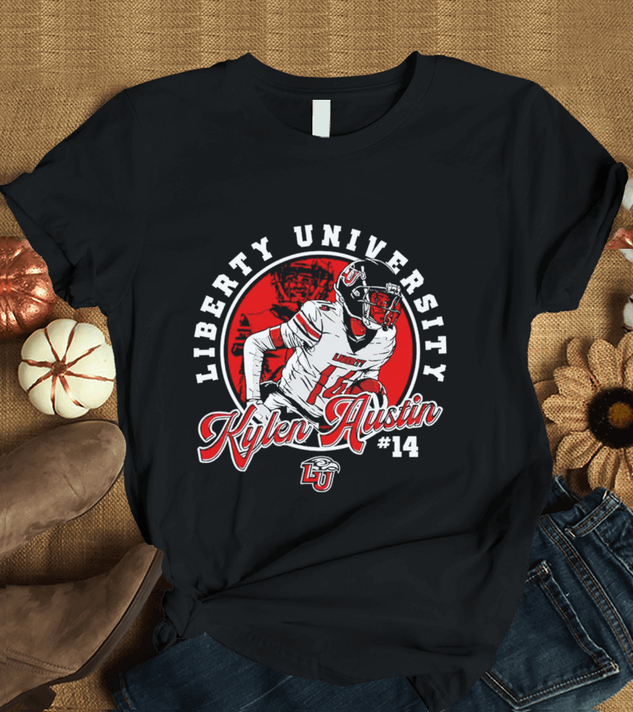 Liberty University Kylen Austin #14 NCAA Football Caricature T-Shirt