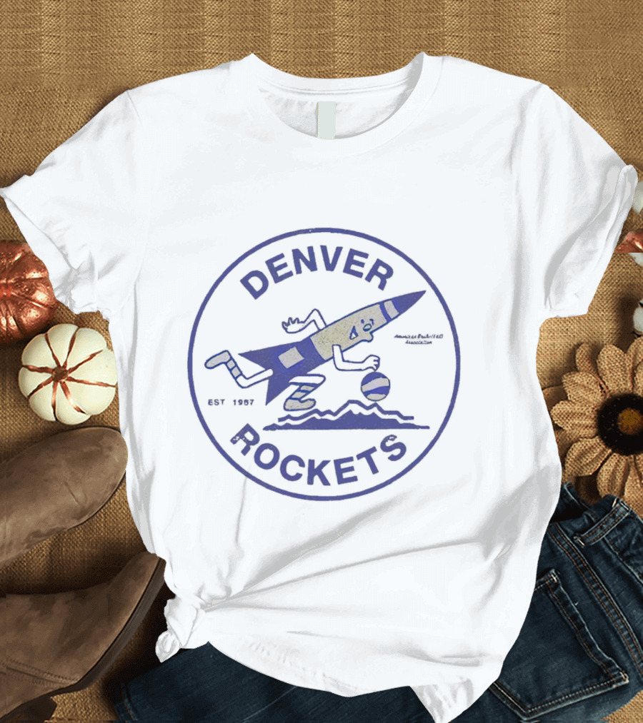 Denver Rockets Basketball Running Rocket Logo Est 1967 T-Shirt