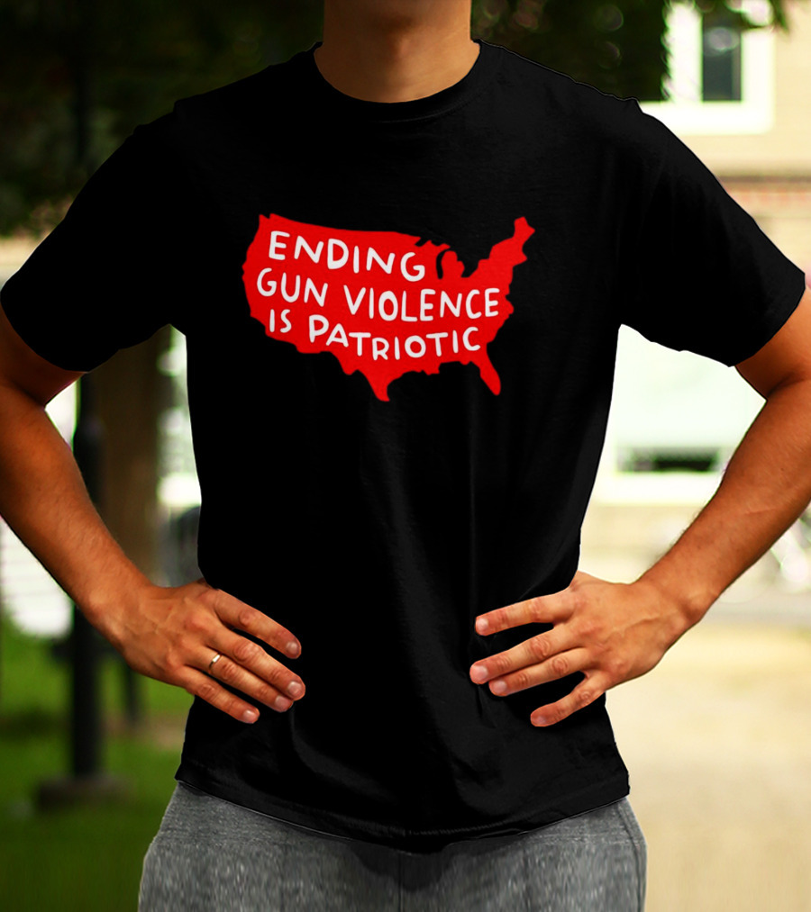 Ending Gun Violence Is Patriotic Red USA Map T-Shirt