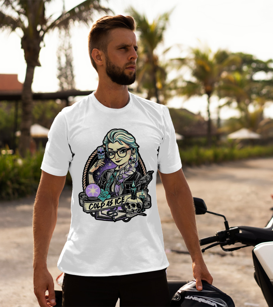 Frozen Elsa Cold As Ice Skull Raven Gothic Elements T-Shirt