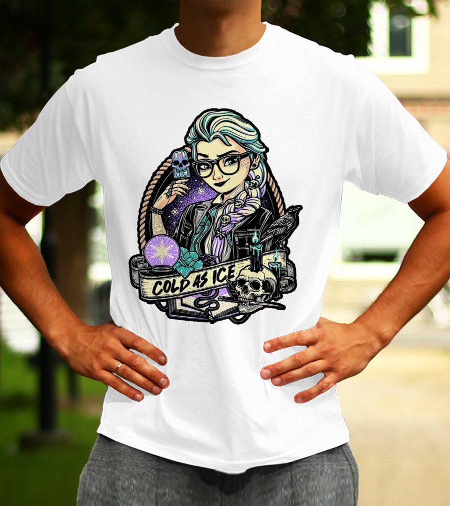 Frozen Elsa Cold As Ice Skull Raven Gothic Elements T-Shirt