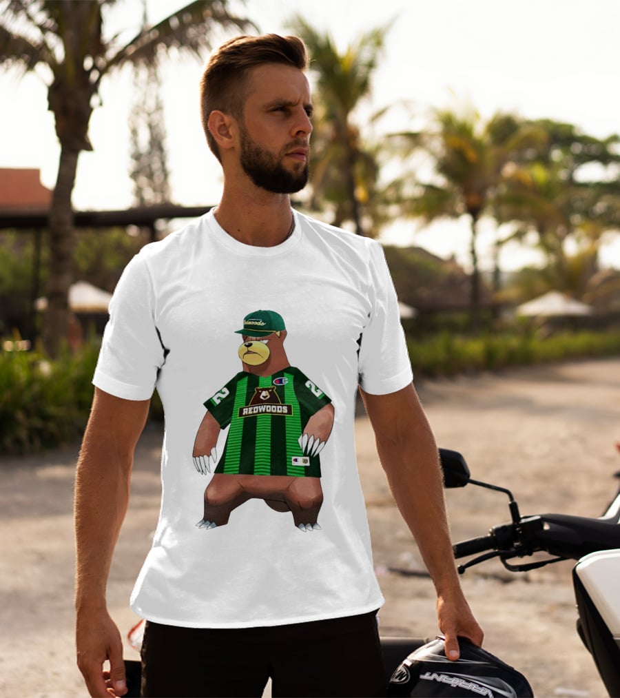 Redwoods Lacrosse Bear Mascot Green Jersey 22 T-Shirt