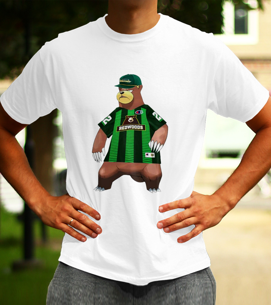 Redwoods Lacrosse Bear Mascot Green Jersey 22 T-Shirt