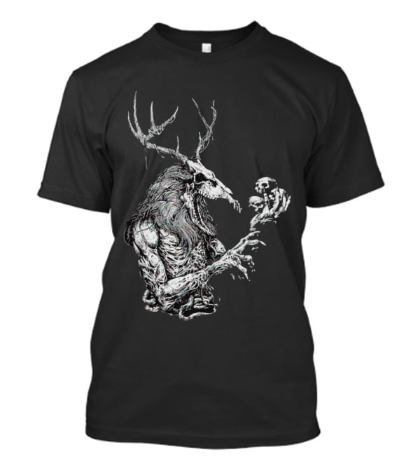 Wendigo Antlered Skull Creature Grasping Skulls T-Shirt