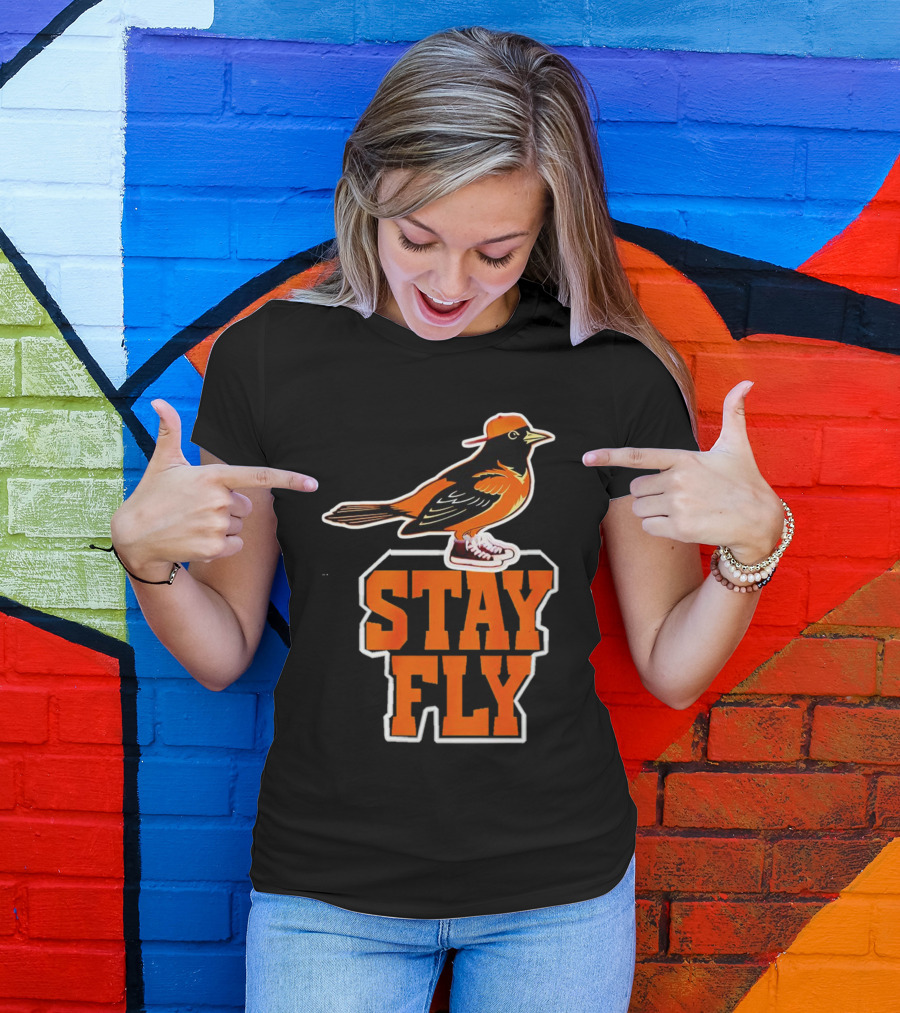 Baltimore Orioles Stay Fly Bird With Sneakers And Cap T-Shirt