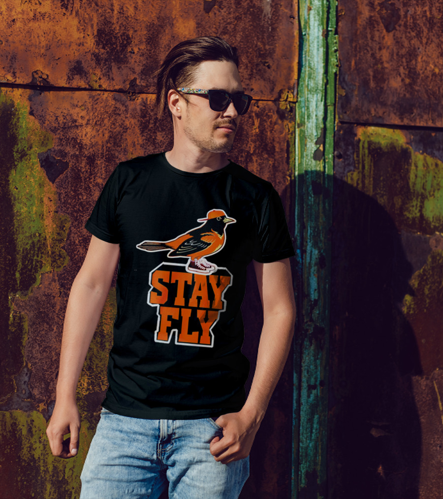 Baltimore Orioles Stay Fly Bird With Sneakers And Cap T-Shirt