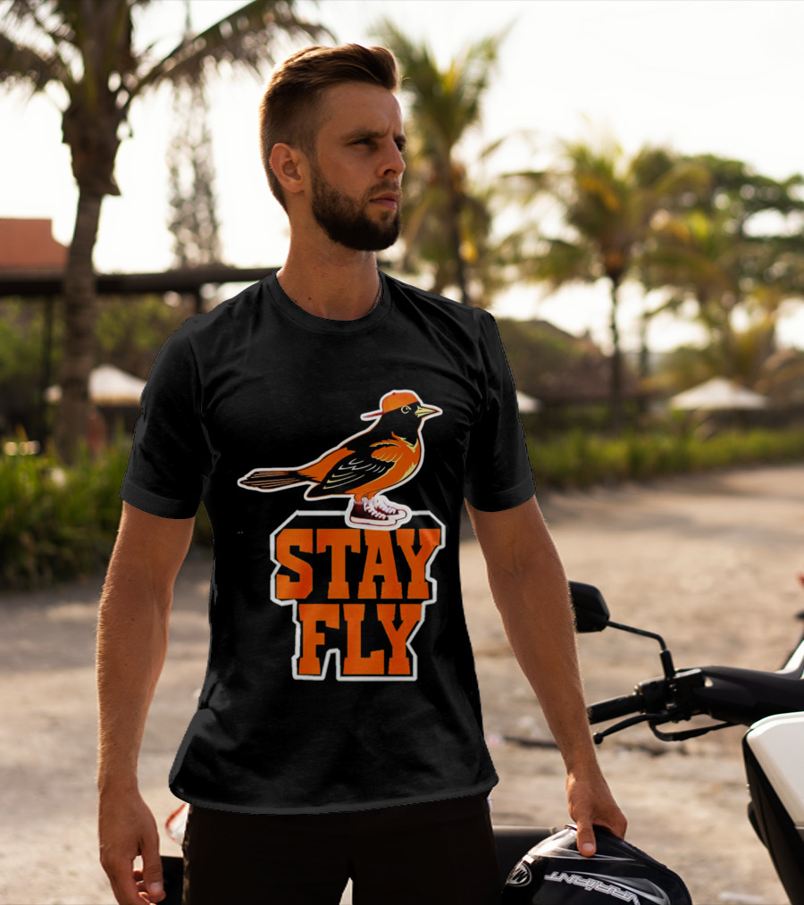 Baltimore Orioles Stay Fly Bird With Sneakers And Cap T-Shirt