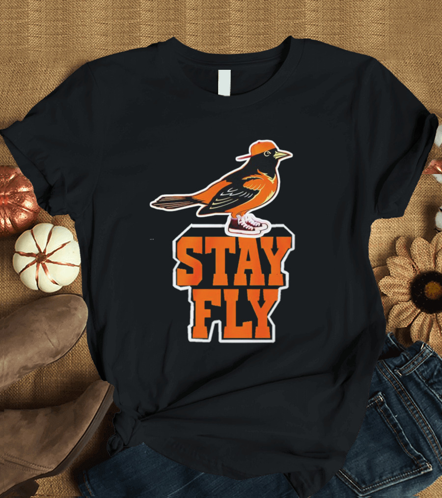 Baltimore Orioles Stay Fly Bird With Sneakers And Cap T-Shirt