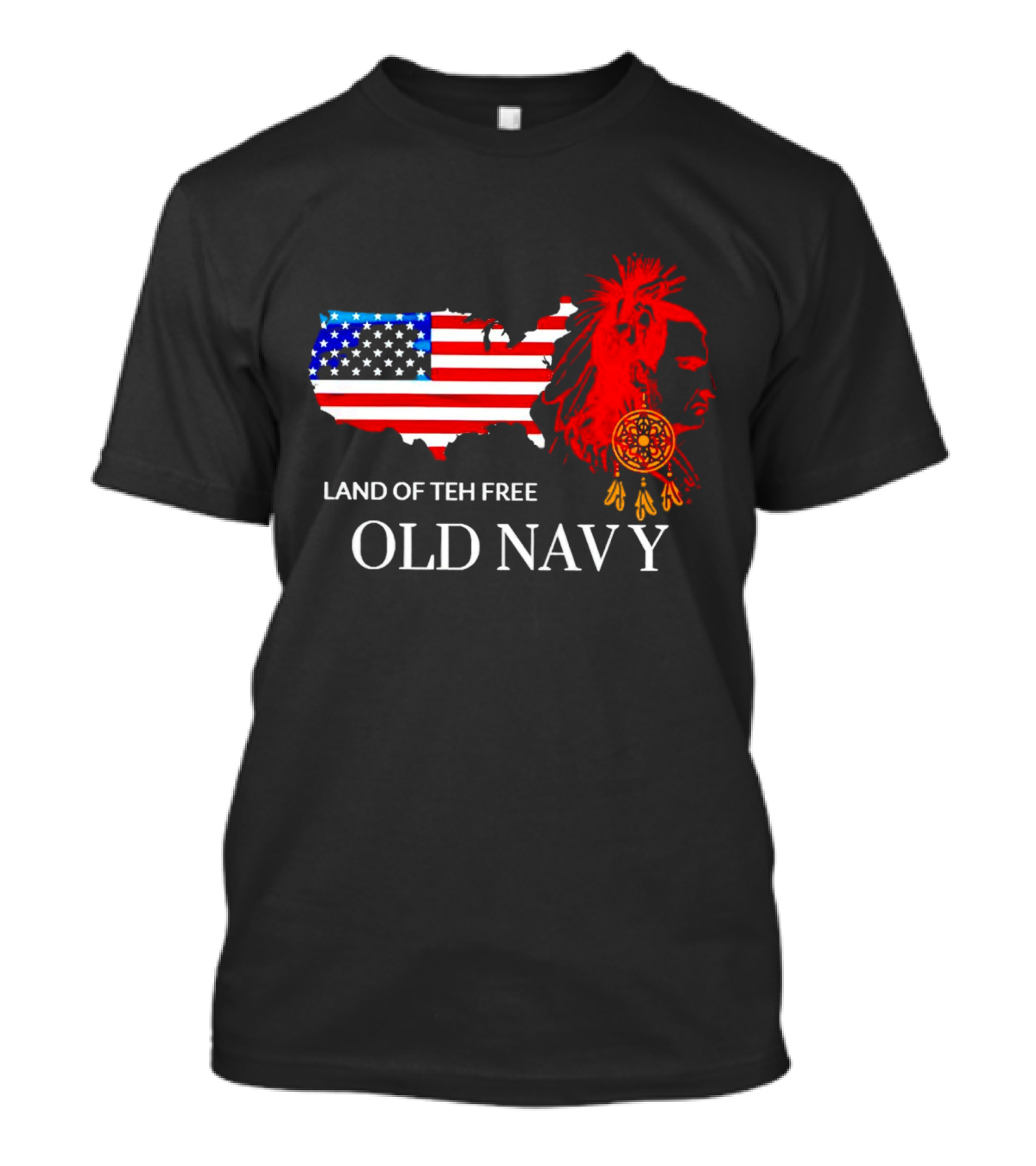 Land Of Teh Free Old Navy USA Flag Native American T-Shirt
