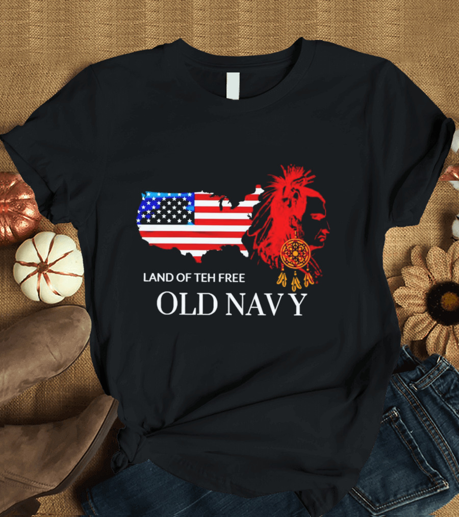 Land Of Teh Free Old Navy USA Flag Native American T-Shirt