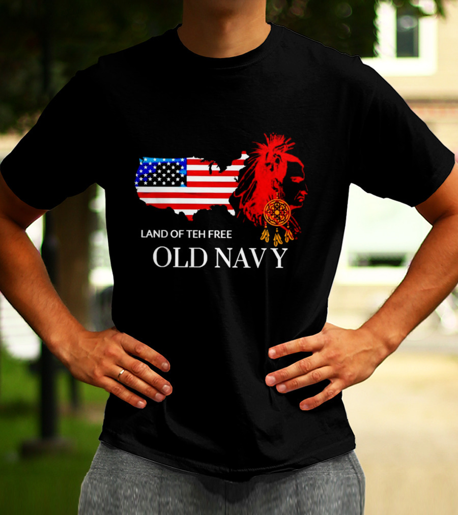 Land Of Teh Free Old Navy USA Flag Native American T-Shirt