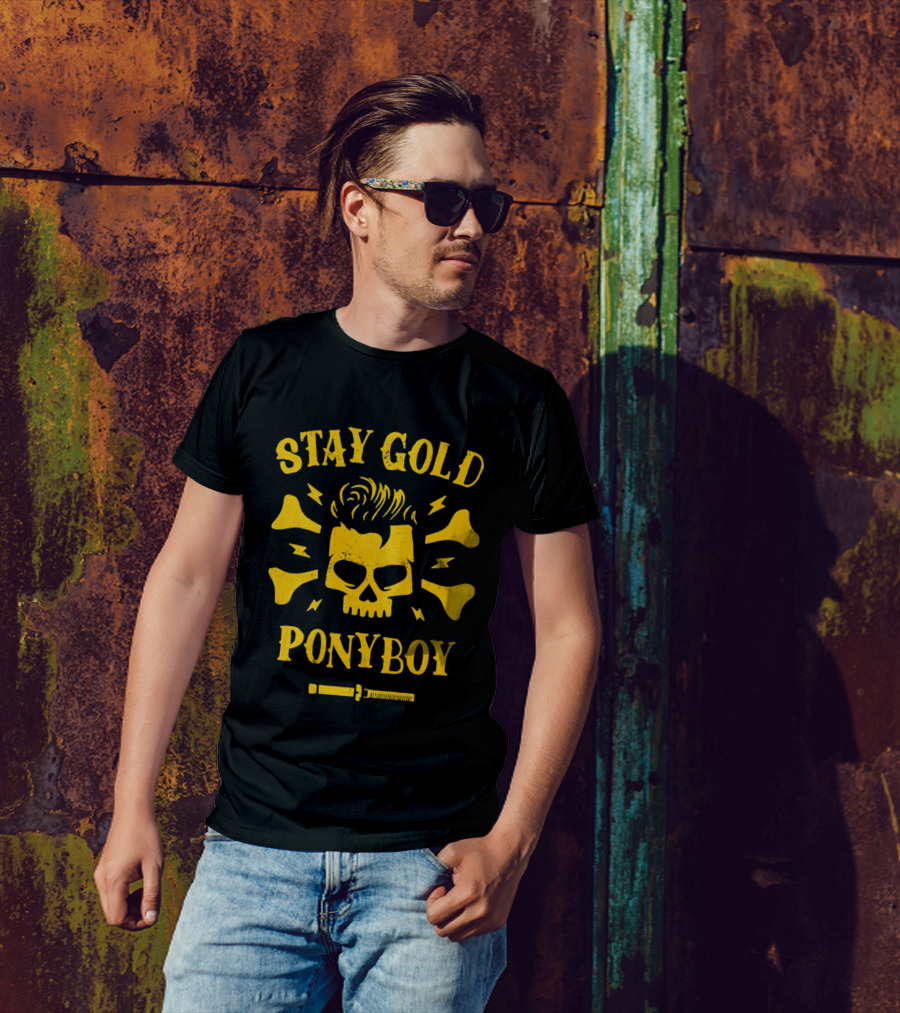 Stay Gold Ponyboy Skull With Comb And Bones T-Shirt