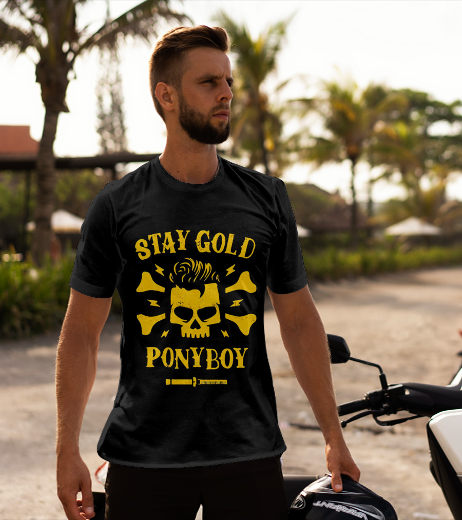 Stay Gold Ponyboy Skull With Comb And Bones T-Shirt