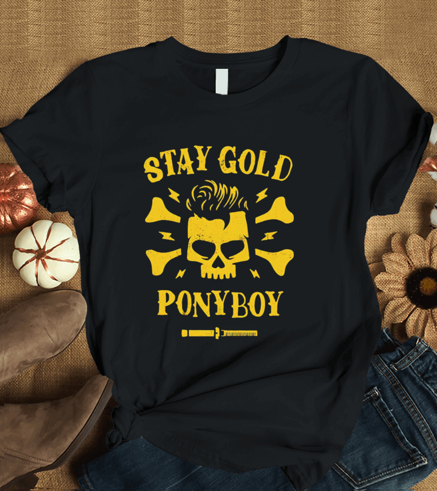 Stay Gold Ponyboy Skull With Comb And Bones T-Shirt