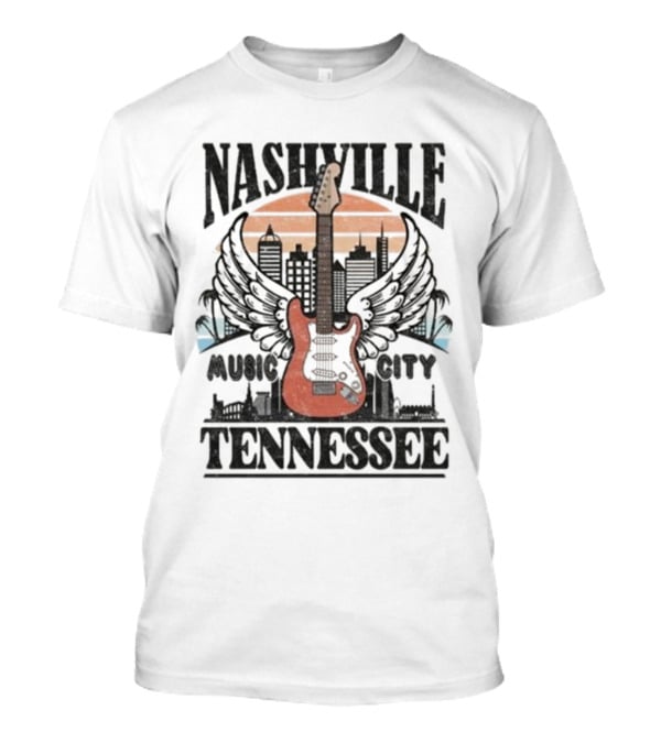 Nashville Tennessee Music City Electric Guitar Skyline Wings T-Shirt