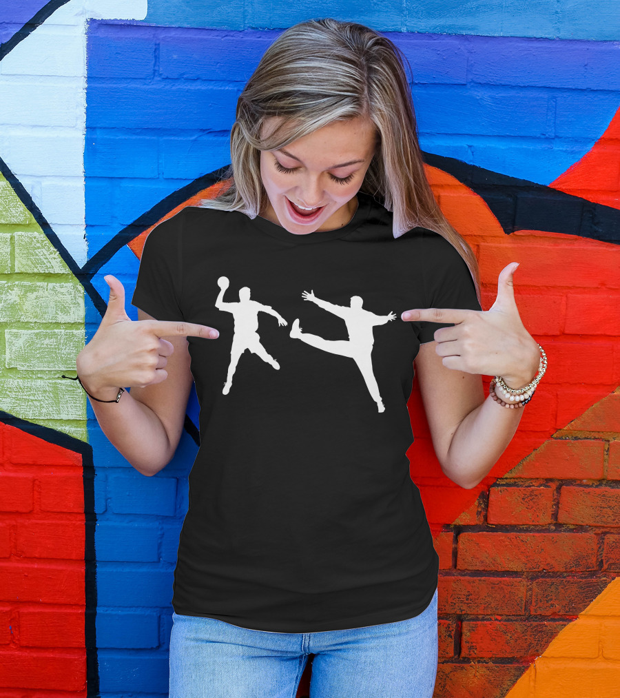 Handball Player And Goalkeeper Silhouettes T-Shirt