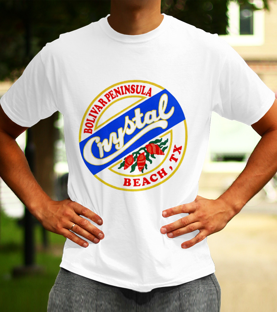 Bolivar Peninsula Crystal Beach TX Shells Circle Badge T-Shirt