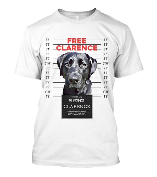 Free Clarence Mugshot Dog T-Shirt