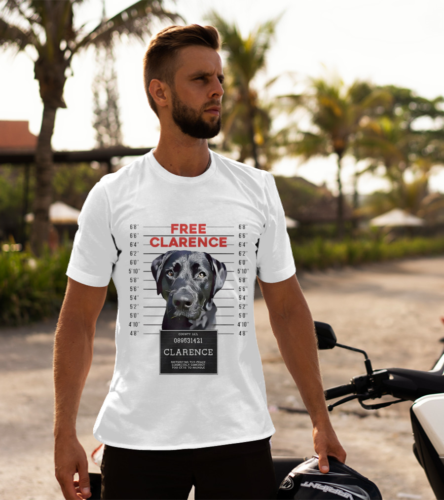 Free Clarence Mugshot Dog T-Shirt