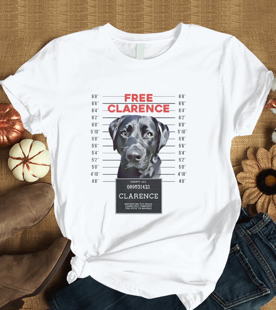 Free Clarence Mugshot Dog T-Shirt