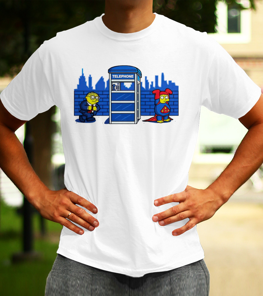 Simpson Telephone Booth Superhero Transform T-Shirt
