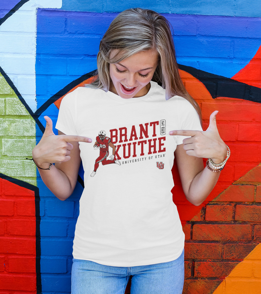Brant Kuithe No. 80 University Of Utah Utes Football Caricature T-Shirt