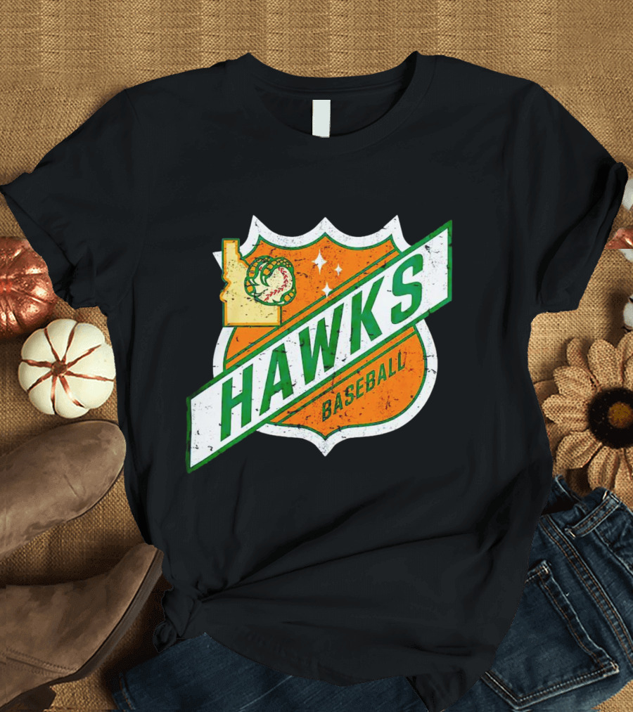 Hawks Baseball Idaho Highway Shield T-Shirt