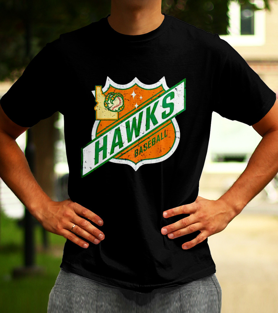 Hawks Baseball Idaho Highway Shield T-Shirt