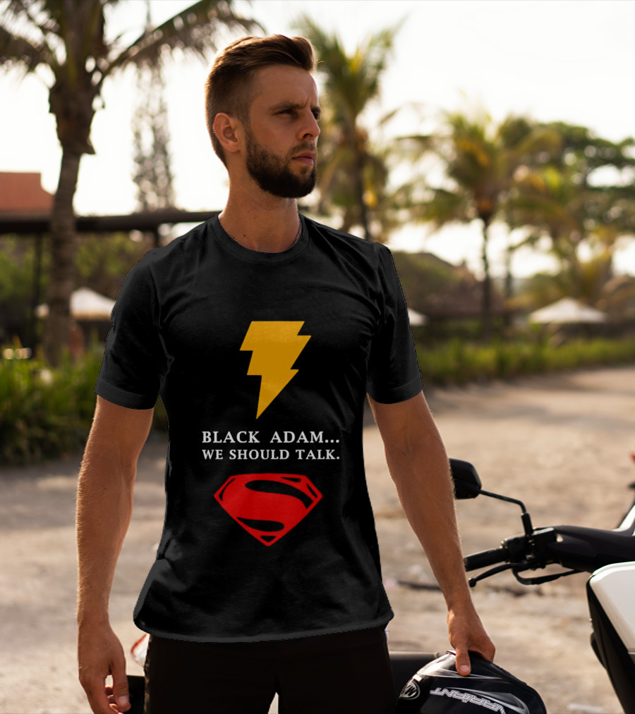 Black Adam We Should Talk Lightning Bolt Superman Emblem T-Shirt