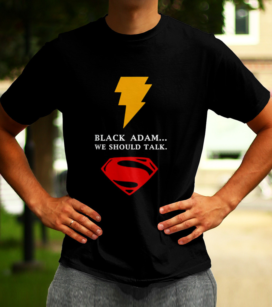 Black Adam We Should Talk Lightning Bolt Superman Emblem T-Shirt