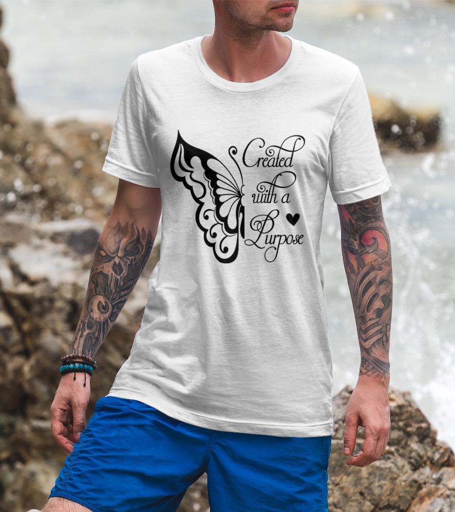 Created With A Purpose Butterfly Heart T-Shirt