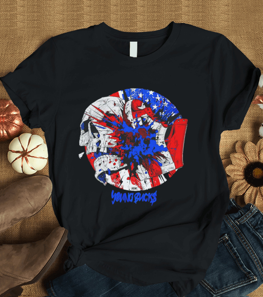 Young Bucks AEW Explosive American Skull Burst T-Shirt