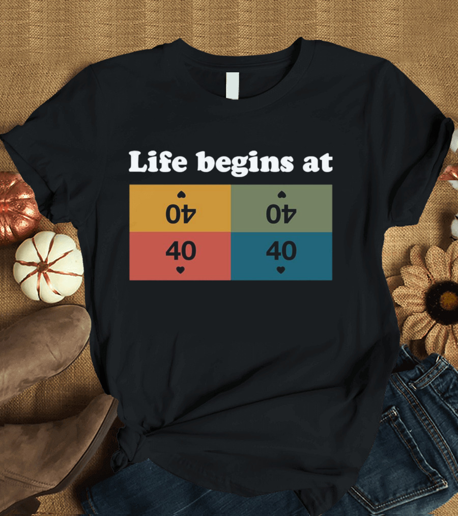 Life Begins At Commander Sphere 40 Spade Heart Cards T-Shirt