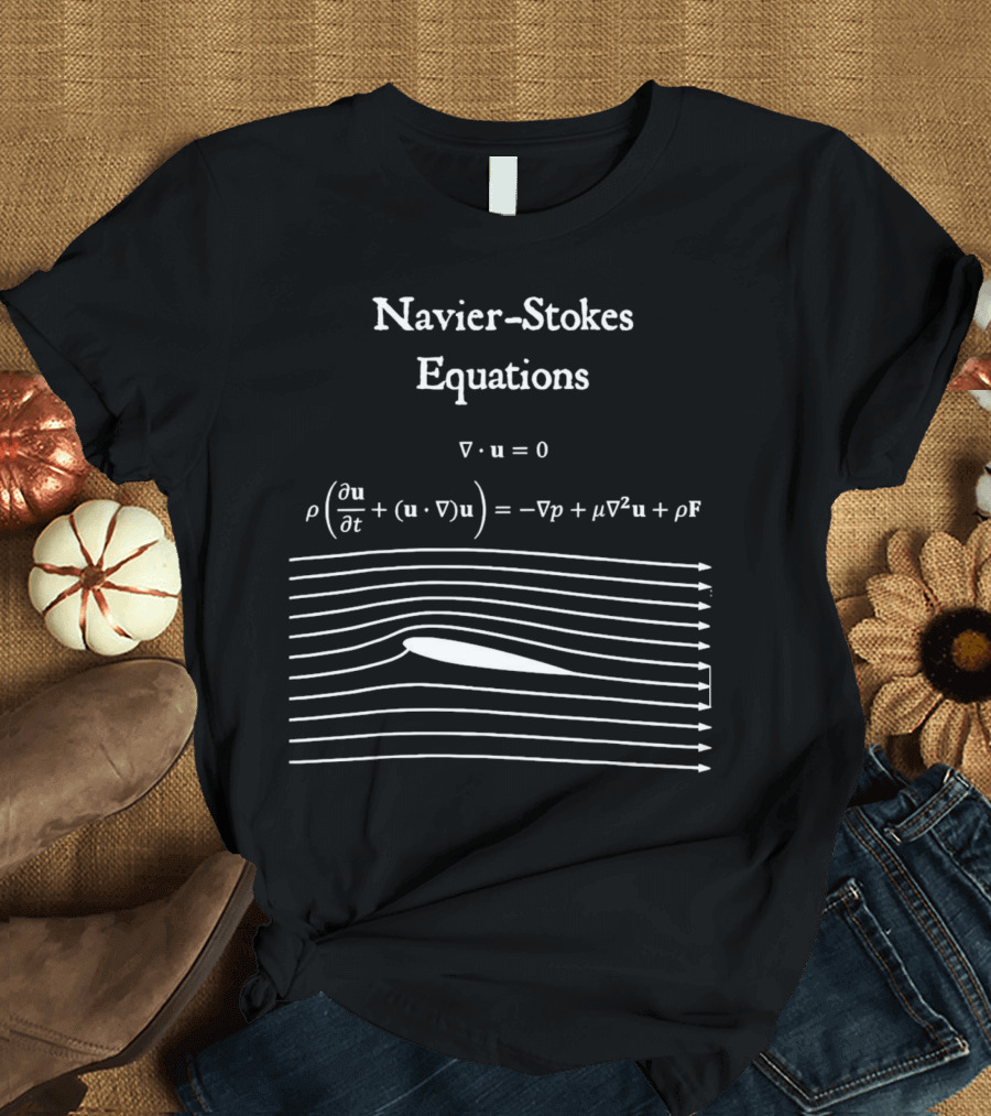 Navier Stokes Equations Physics Math Teacher Nerdy Gift Fluid Dynamics Equation Diagram T-Shirt