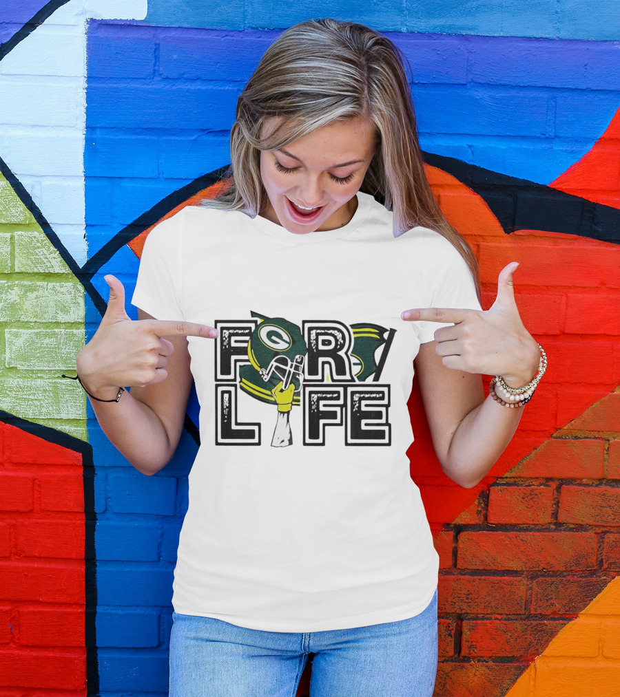 Green Bay Packers Helmet And Fist For Life T-Shirt