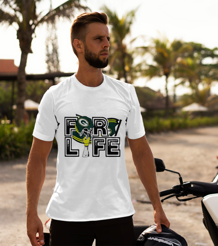 Green Bay Packers Helmet And Fist For Life T-Shirt