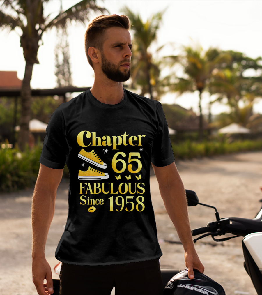 Chapter 65 Fabulous Since 1958 With Golden Sneakers And Butterflies T-Shirt