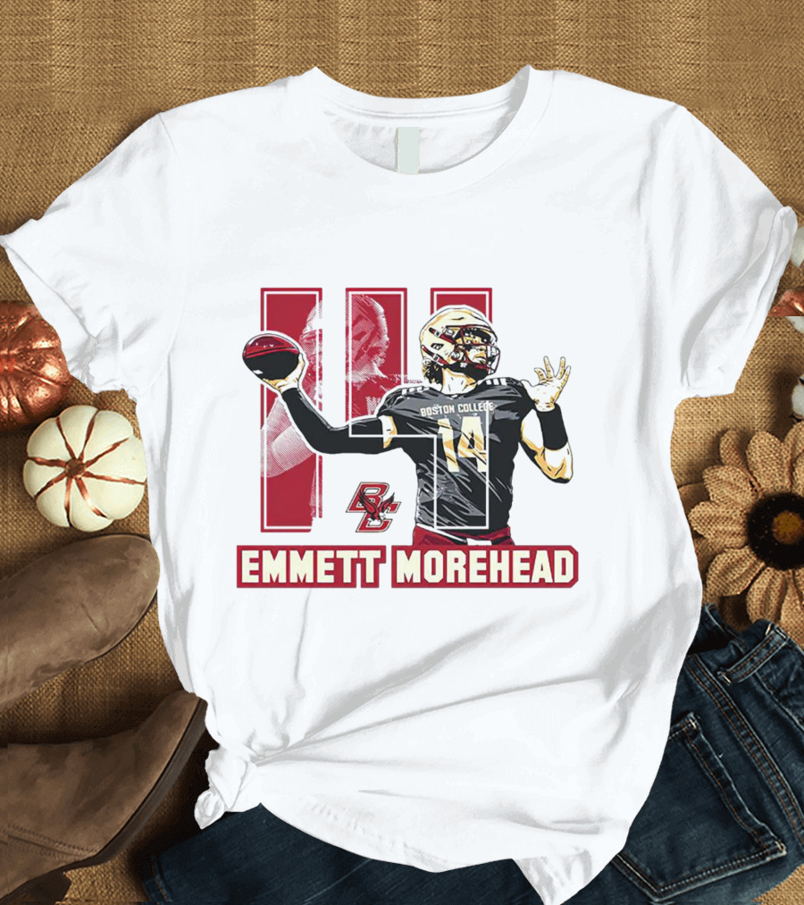 Emmett Morehead Boston College Eagles NCAA Football Caricature Quarterback Number 14 T-Shirt