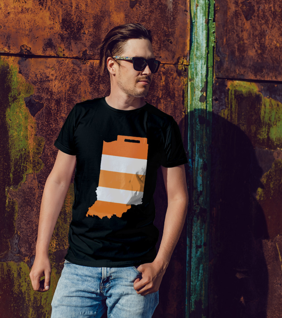 Indiana Under Construction Traffic Barrel Shape T-Shirt