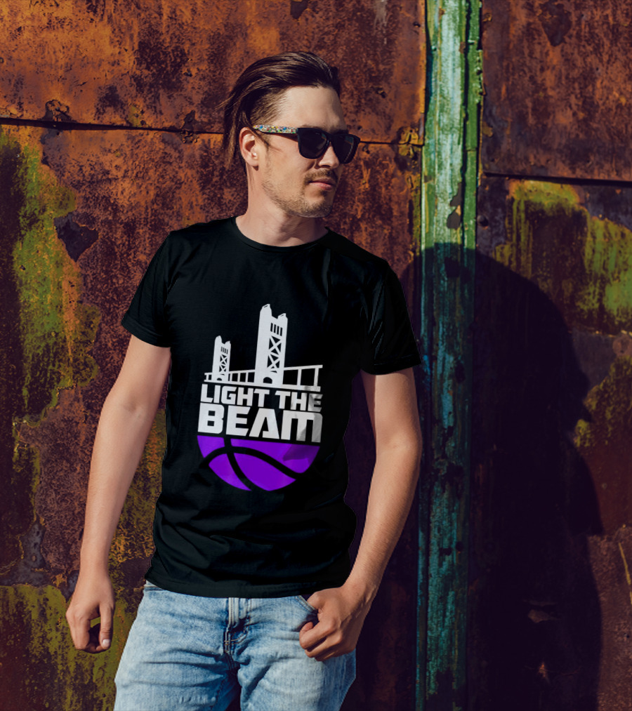 Light The Beam Sacramento Kings Skyline Basketball T-Shirt