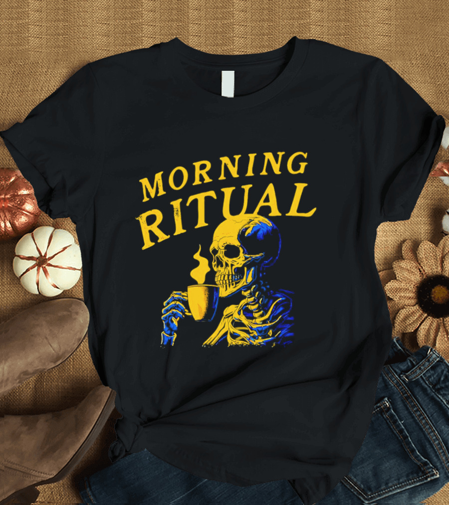 Morning Ritual Skeleton Coffee Cup T-Shirt