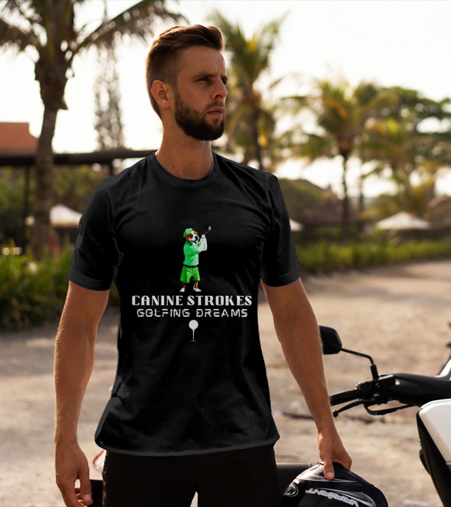 Canine Strokes Golfing Dreams With Dog Swinging Club T-Shirt