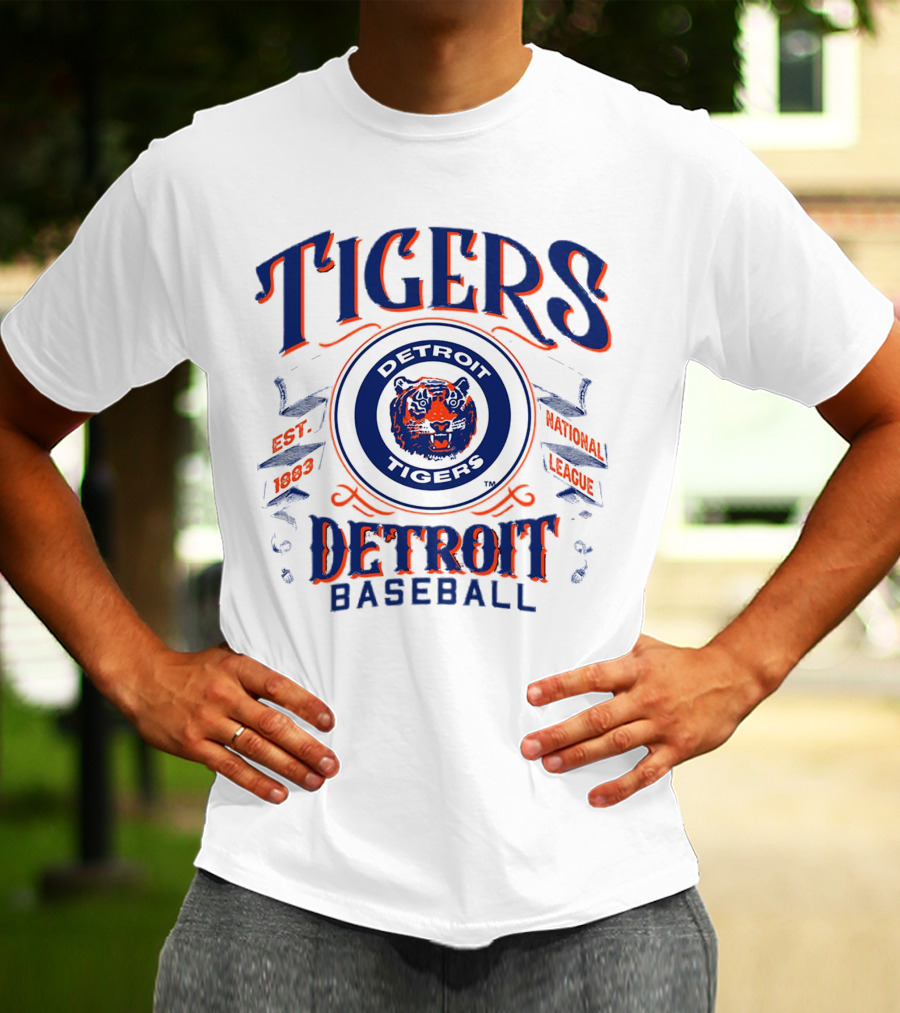 Tigers Detroit Baseball Est 1883 National League Detroit Tigers T-Shirt