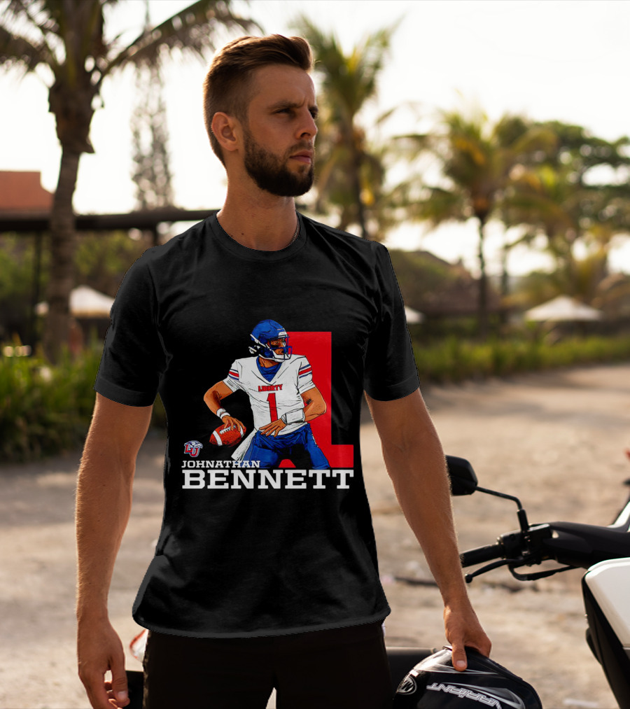 Johnathan Bennett Liberty Flames NCAA Football Quarterback Caricature T-Shirt