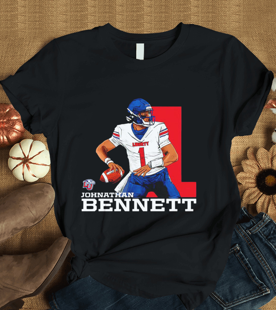 Johnathan Bennett Liberty Flames NCAA Football Quarterback Caricature T-Shirt