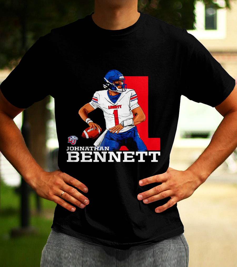 Johnathan Bennett Liberty Flames NCAA Football Quarterback Caricature T-Shirt
