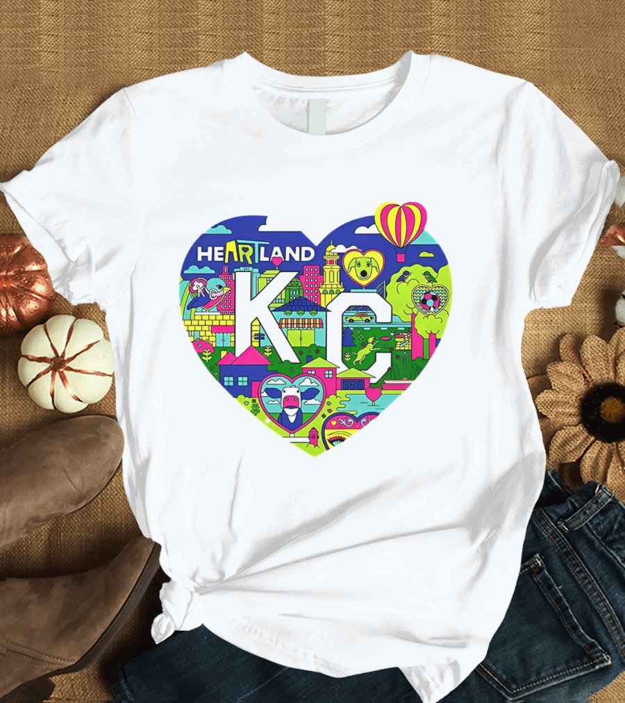 Heartland KC Colorful Parade Of Hearts Kansas City T-Shirt