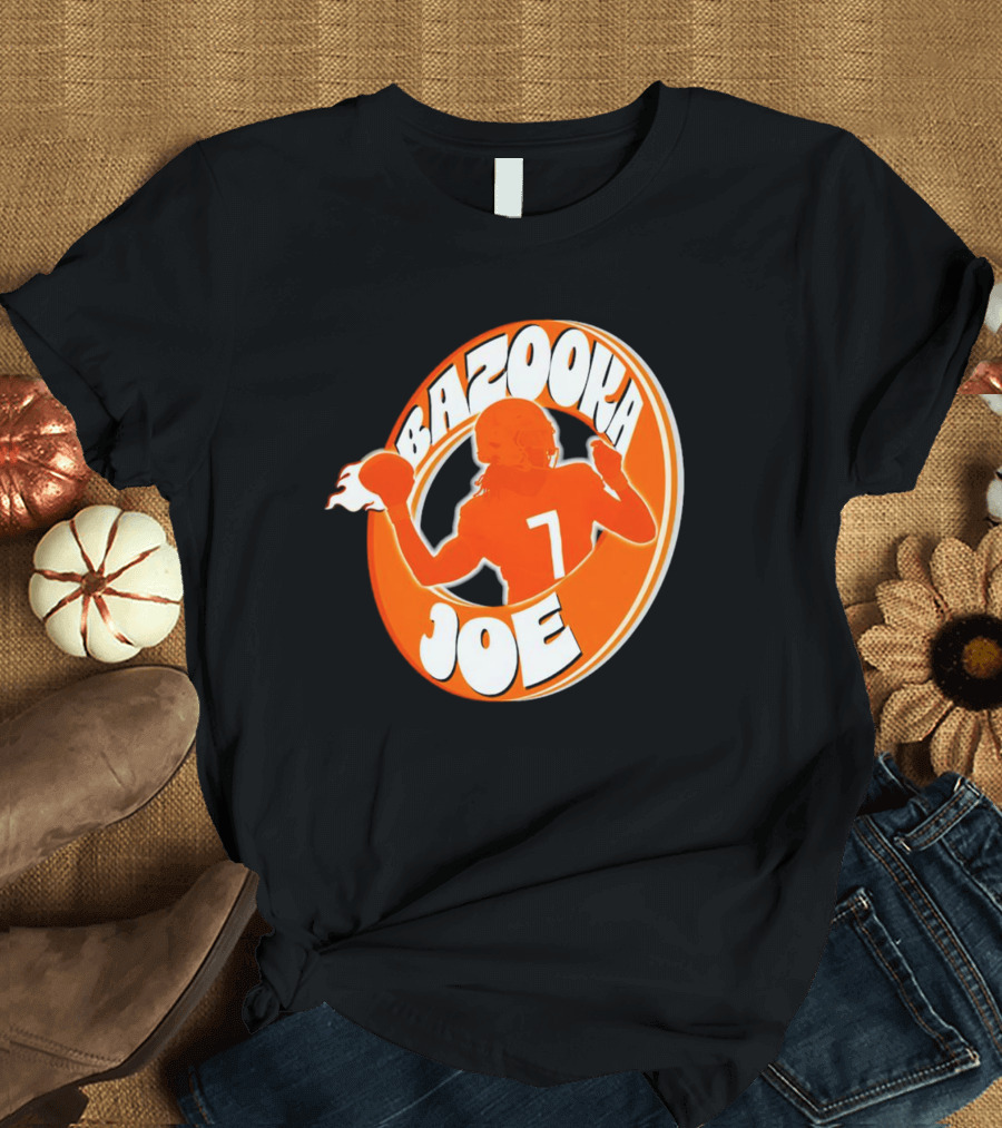 Bazooka Joe Tennessee Vols Silhouette With Number 7 Football Player T-Shirt